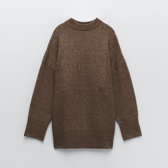 Blogger Favorite Zara Oversized Sweater Slouchy Ribbed Knit Crew Chunky Preppy - Picture 2 of 8